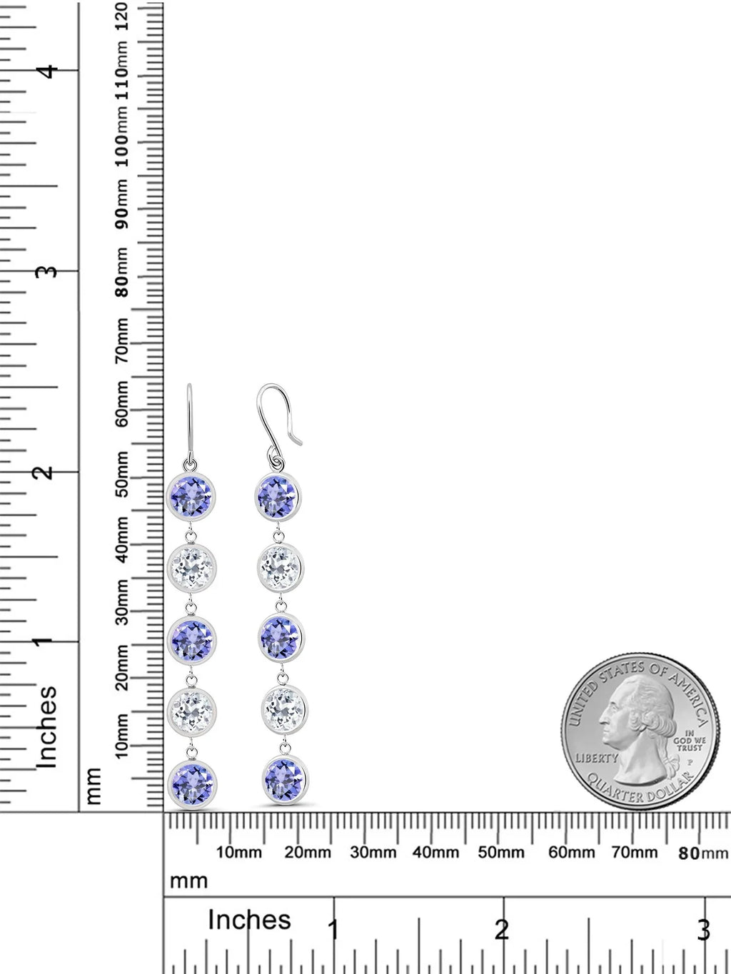 Gem Stone King 9.00 Ct Round Blue Tanzanite White Topaz 925 Sterling Silver Earrings