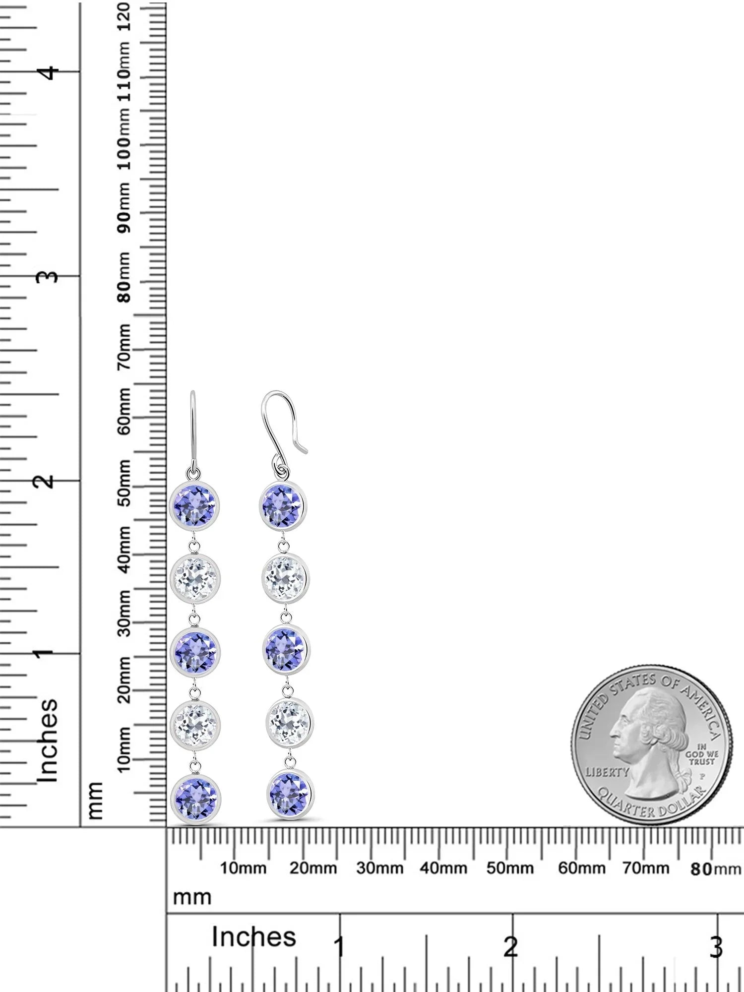 Gem Stone King 9.00 Ct Round Blue Tanzanite White Topaz 925 Sterling Silver Earrings