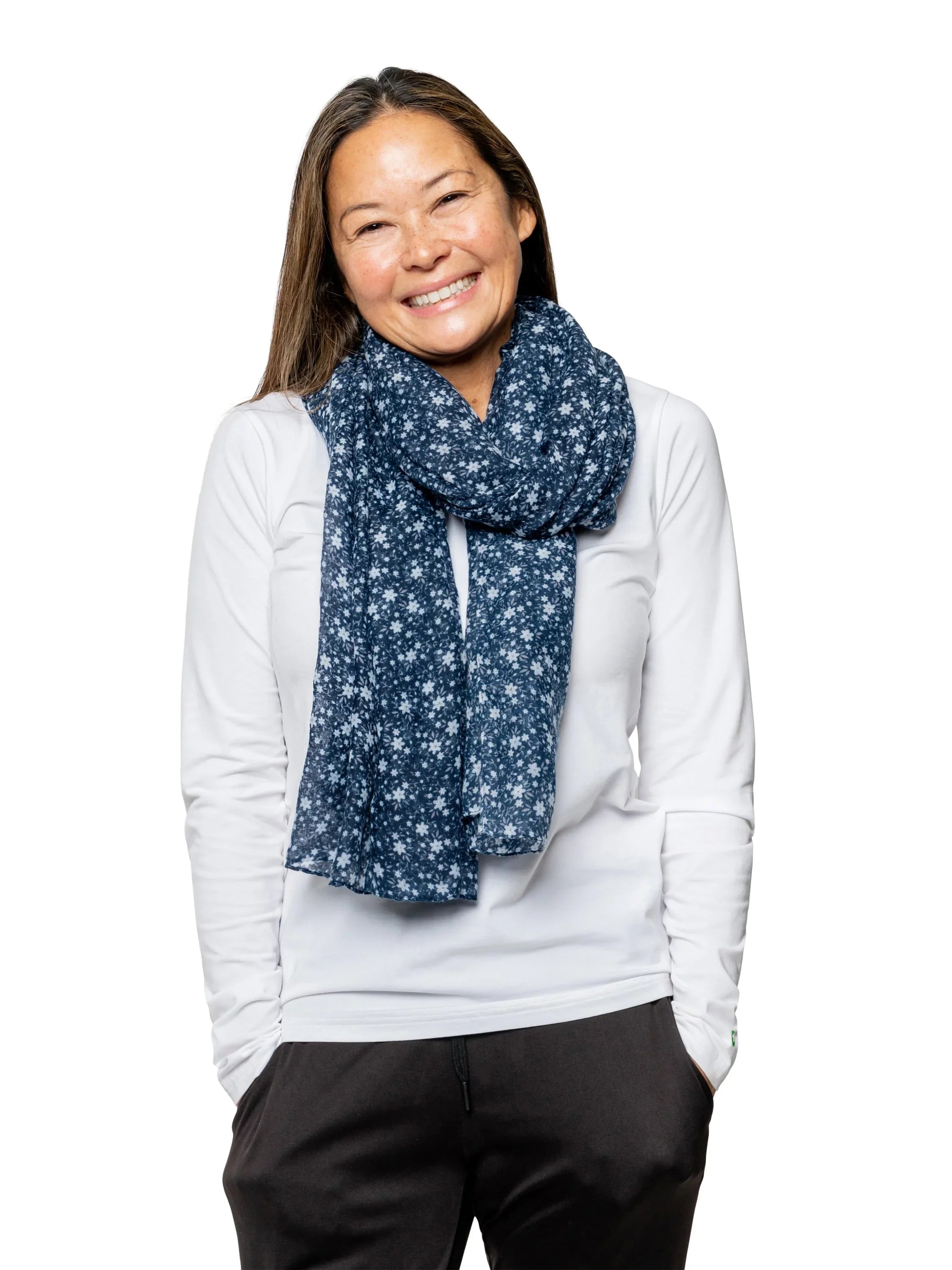 Insect Shield Wildflower Versatile Scarf Wrap for Insect & Bug Protection, Navy, One Size