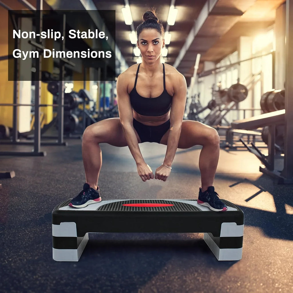 Height Adjustable Workout Aerobic Stepper Exercise Step Platform Riser 3 Levels for Fitness Strength Training