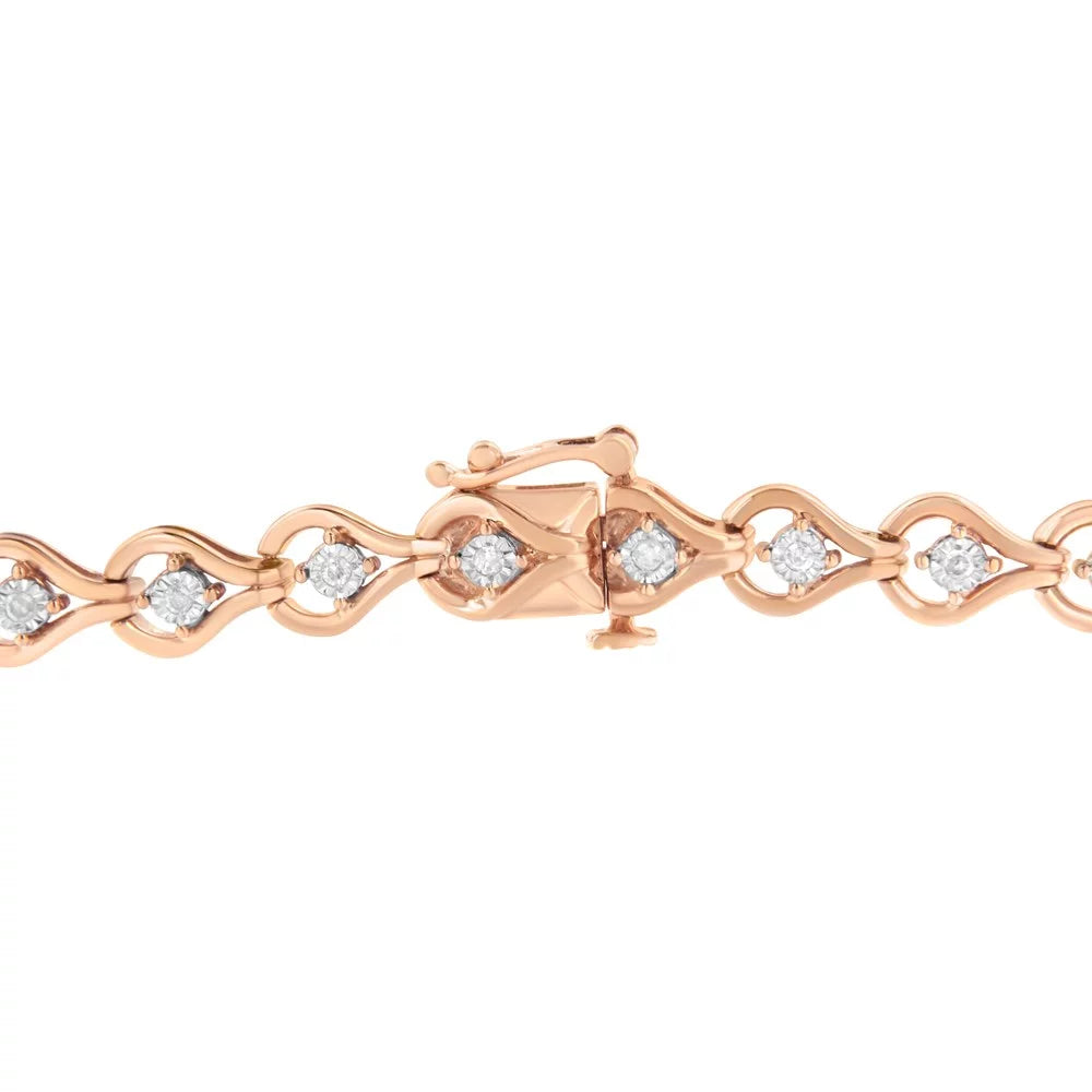 Rose Gold Plated .925 Sterling Silver 1/3 Carat TDW Miracle-Set Diamond Link Bracelet (I-J, I3-Promo)