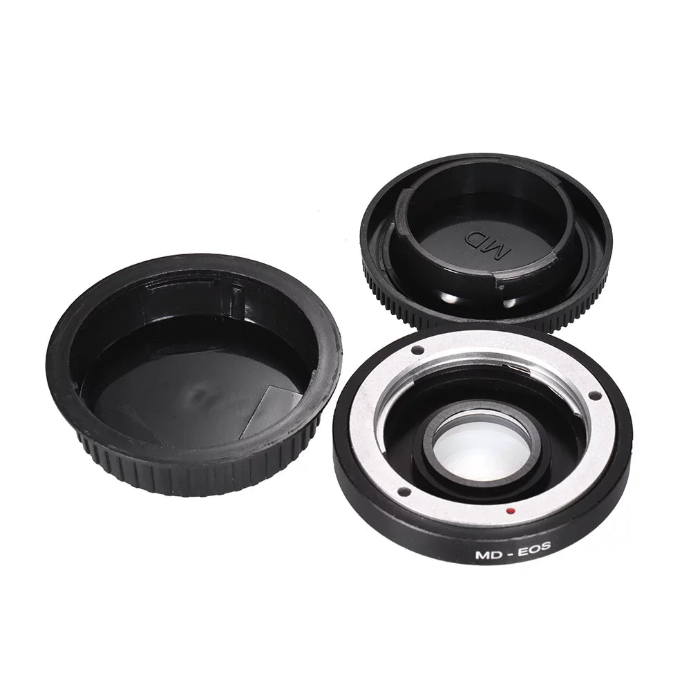 MD-EOS Lens Mount Adapter Ring with Corrective Lens for Minolta MD Lens to Fit for EOS EF Camera Focus Infinity