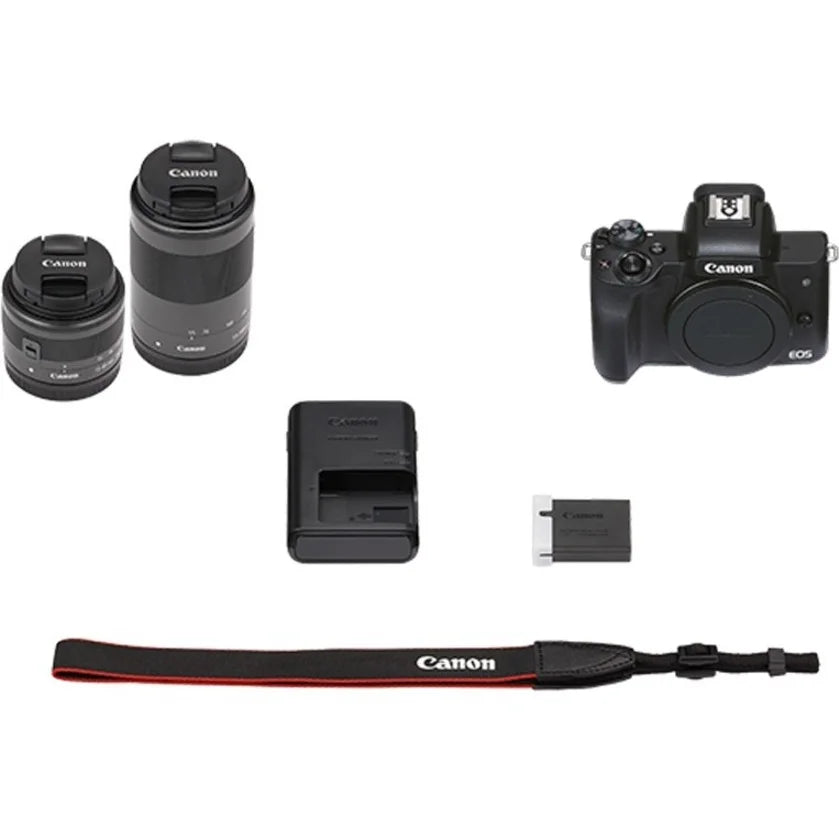 EOS M50 Mark II 24.1 Megapixel Mirrorless Camera with Lens, 0.59", 1.77", Ebony
