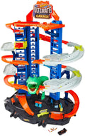 Hot Wheels City Ultimate Garage Track Set with 2 Toy Cars, Garage Playset Features Multi-Level Racetrack, Moving T-Rex Dino & Storage for 100+ 1:64 Scale Vehicles, Toy Gift for Kids 3 Years & Older