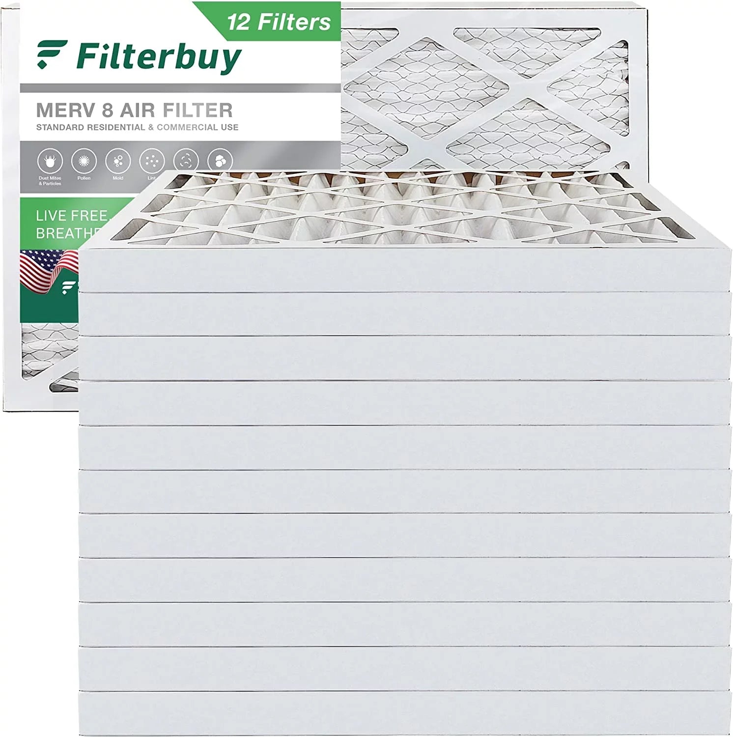 Filterbuy 16x36x2 MERV 8 Pleated HVAC AC Furnace Air Filters (12-Pack)