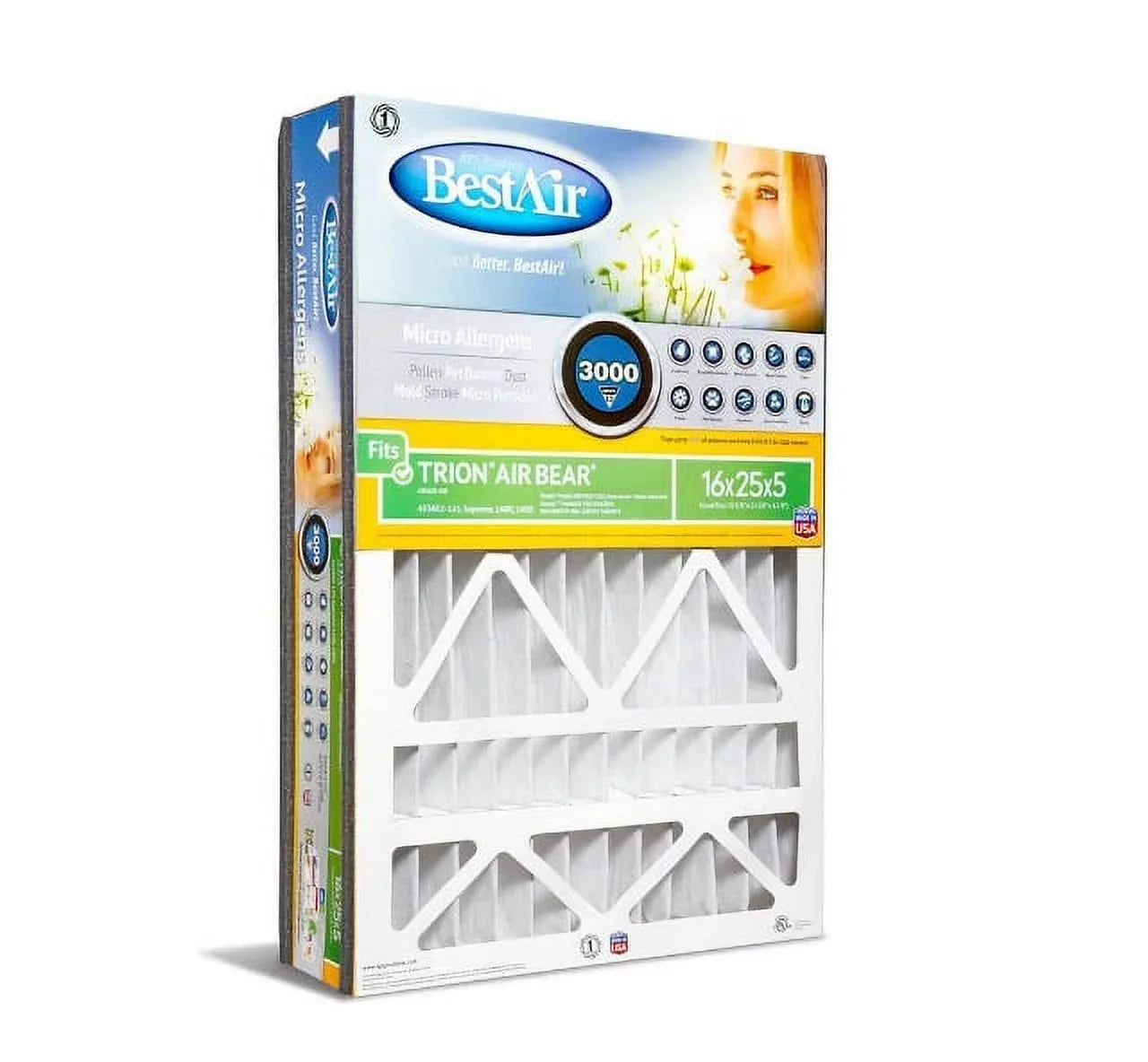 BestAir 16"x25"x5" AC Furnace Air Filter For Trion Air Bear MERV 13