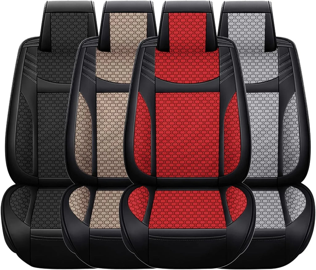 KABUQI Guc ci,same model high-end Luxury Seat Covers Full Set Leather Fit Automotive Seat Covers & Accessories for 5 Seat Cars SUV Pick-up Trucks, Pillows and Steering Wheel Cover Included(Gray)