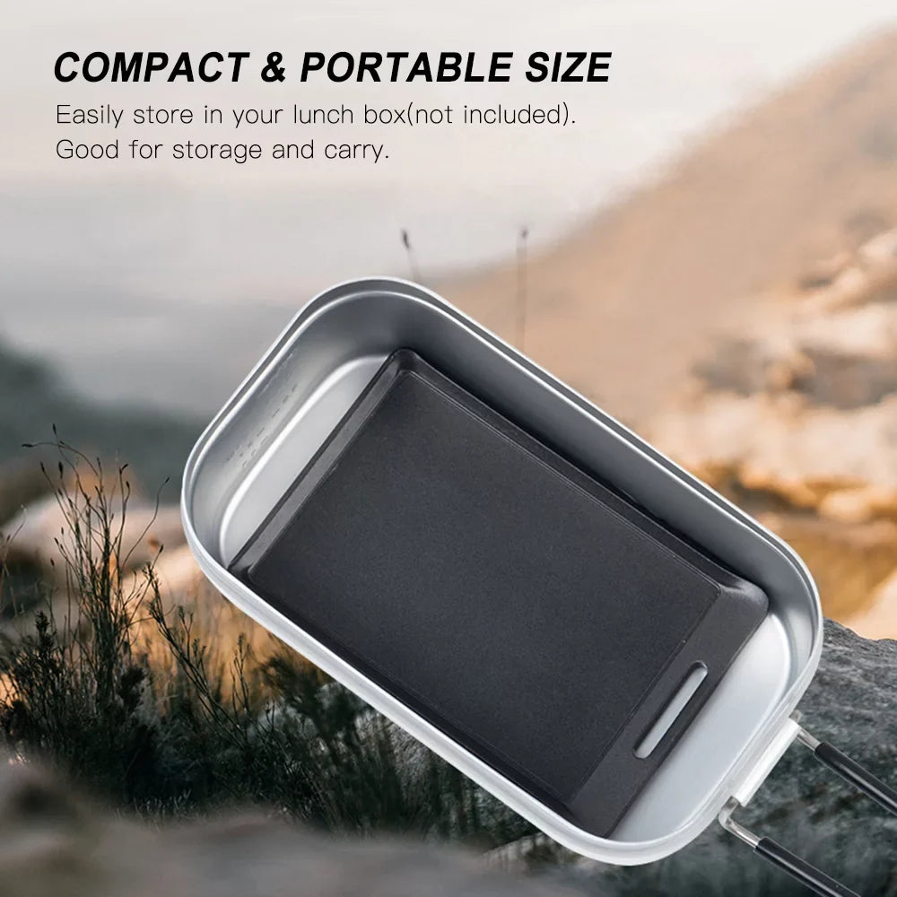 MABOTO Mini BBQ Grill Pan with Non-Stick Coating Ultra-light Barbecue Griddle Plate Barbecue Tray for Outdoor Camping Backpacking Hiking Fishing