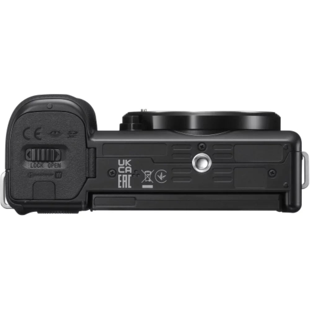 ZV-E10 Mirrorless Camera |16-50mm Lens Dark Bundle with Transcend 64GB Memory Card + Flexible Tripod + Camera Bag + Cleaning Kit (5 Items)
