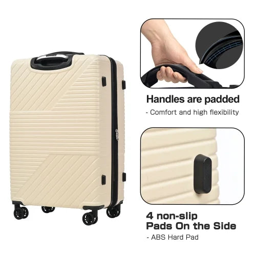 Zateety Hardshell Luggage Sets 3 Piece double spinner 8 wheels Suitcase with TSA Lock Mass 20''24''28''