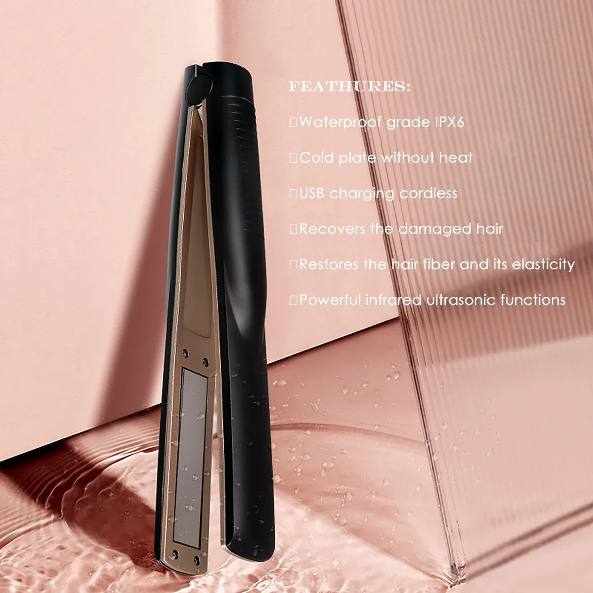 DIMUXI Ultrasonic Hair Care Iron, Professional Cold Iron Straightner, Recovers the Damaged Hair, Wireless Portable