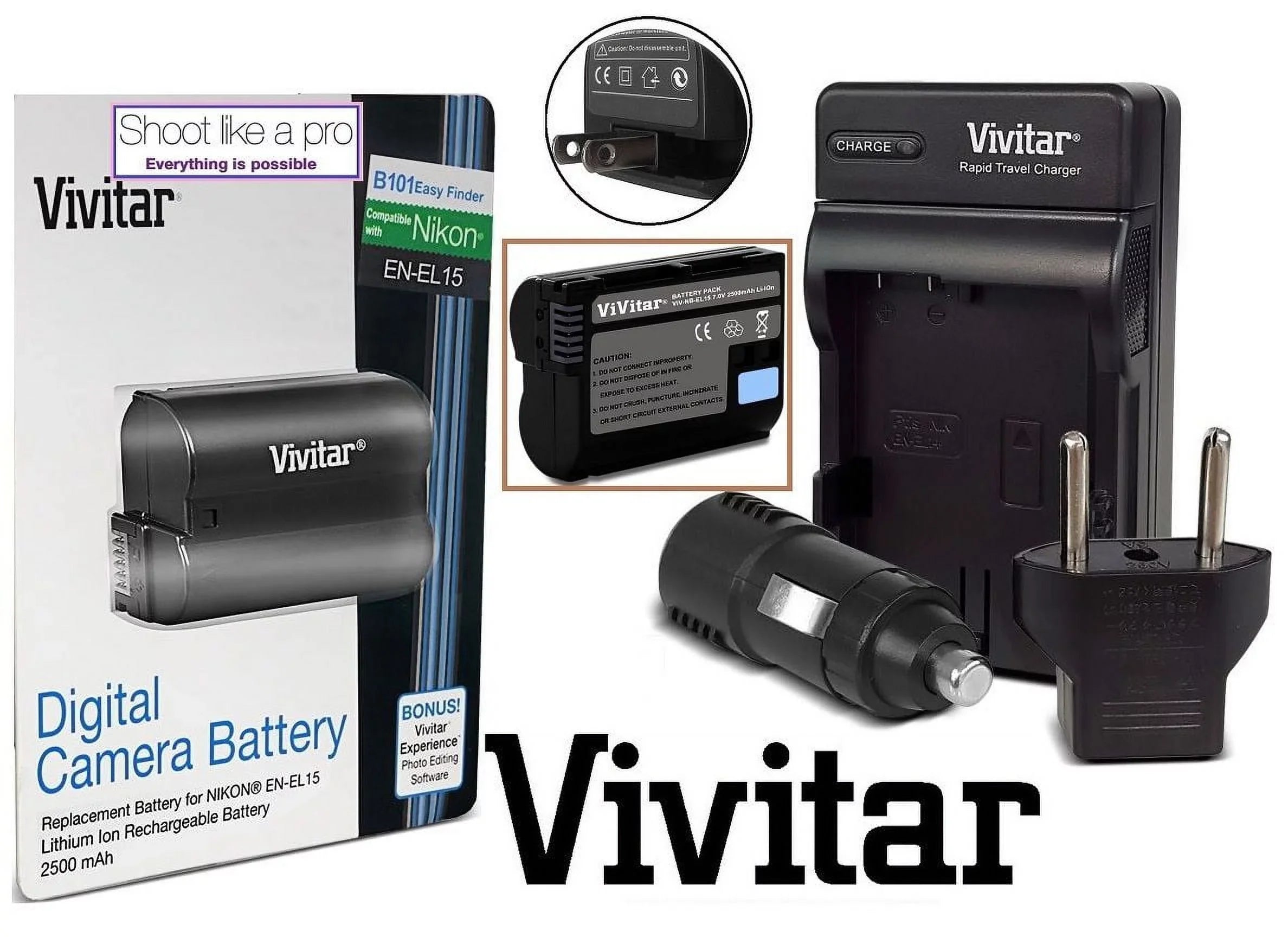 Super Capacity EN-EL15 Battery With Rapid Charger for Nikon D7500 D500