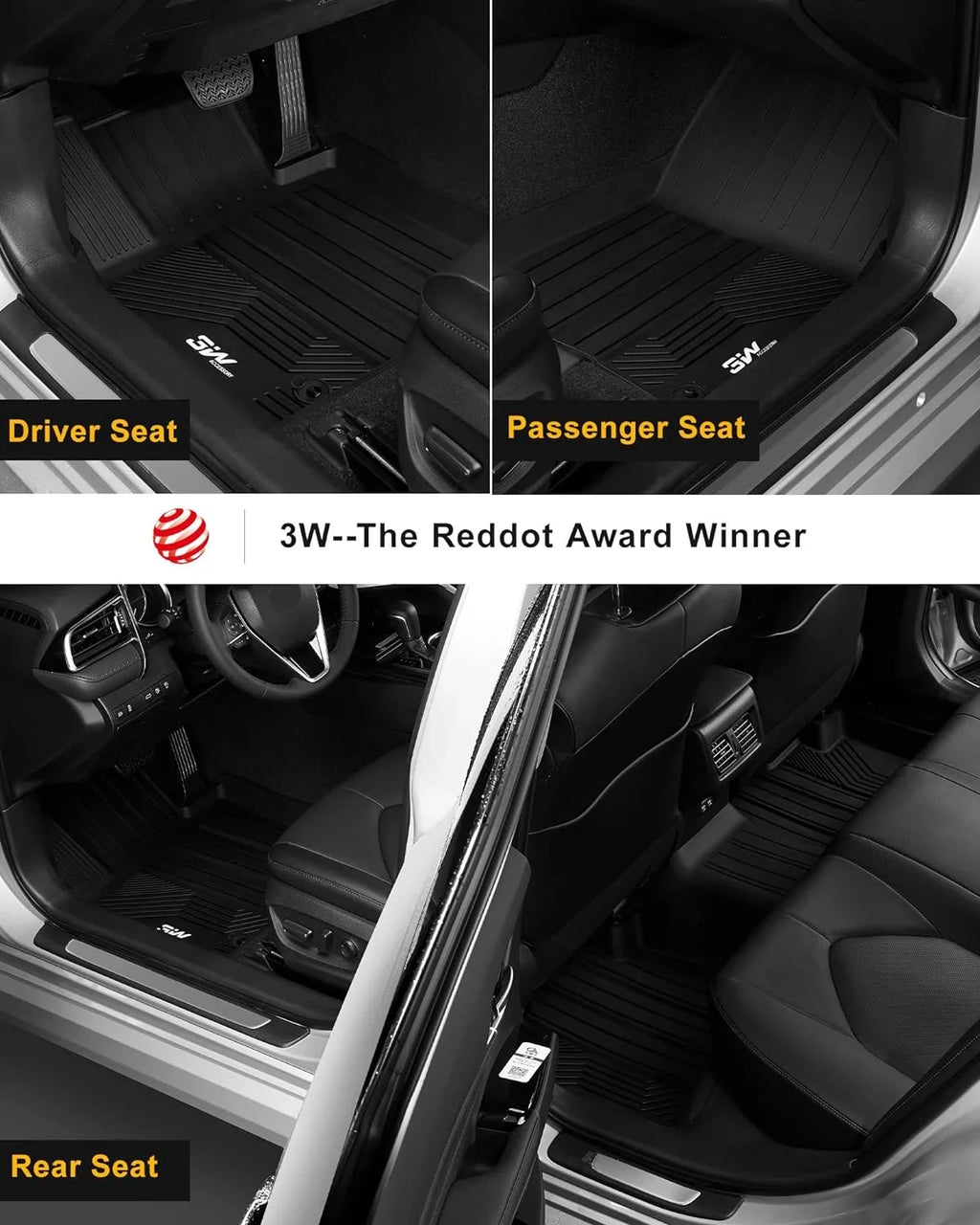 3W Floor Mats & Cargo Liner for Camry 2018-2024 ONLY FWD TPE All Weather Custom Fit Floor Liner and Trunk Mat for Camry FWD (Not for Hybrid or AWD)