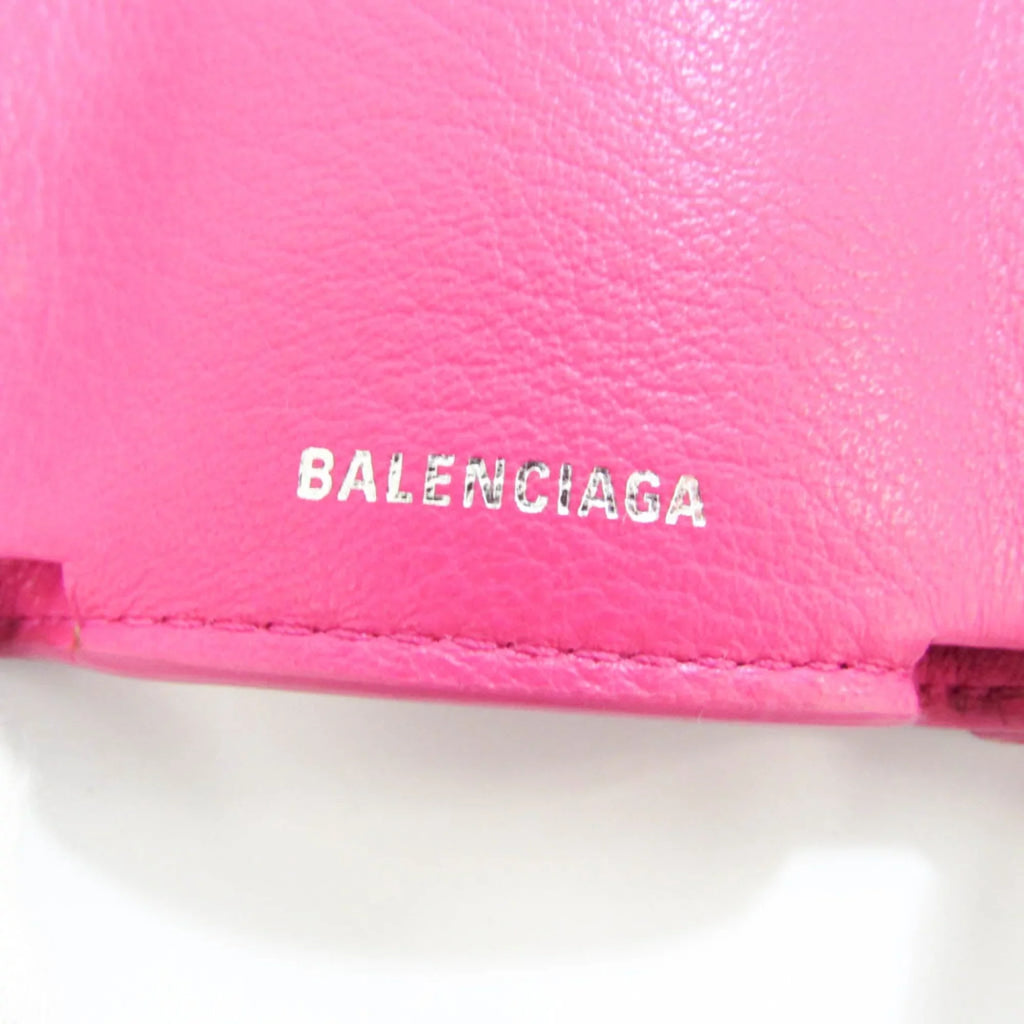 Pre-Owned Balenciaga Papier Mini Wallet 391446 Women's Leather Wallet (tri-fold) Pink (Good)