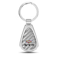 iPick Image for Cadillac XT4 Real Silver Dome Carbon Fiber Chrome Metal Teardrop Key Chain, Official Licensed