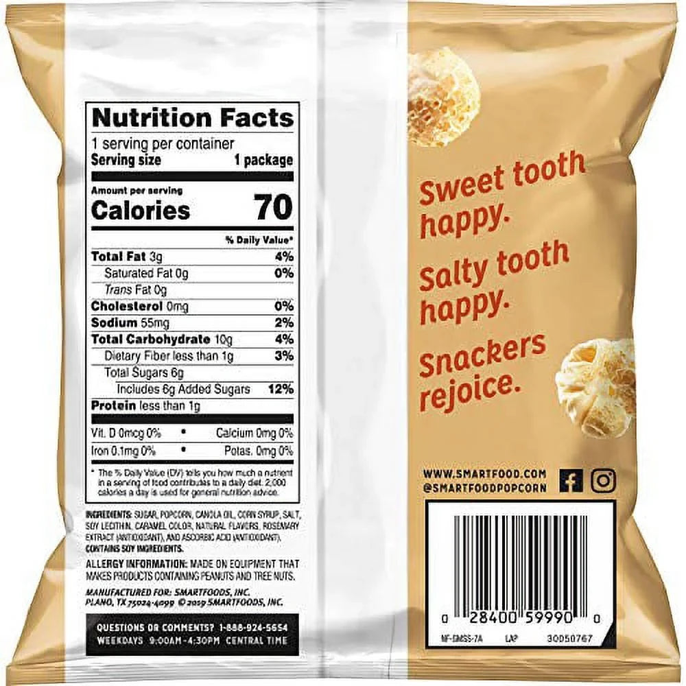 Smartfood Sweet & Salty Kettle Corn Popcorn, 0.5 Oz Single-Serve Bags, (40 Ct)