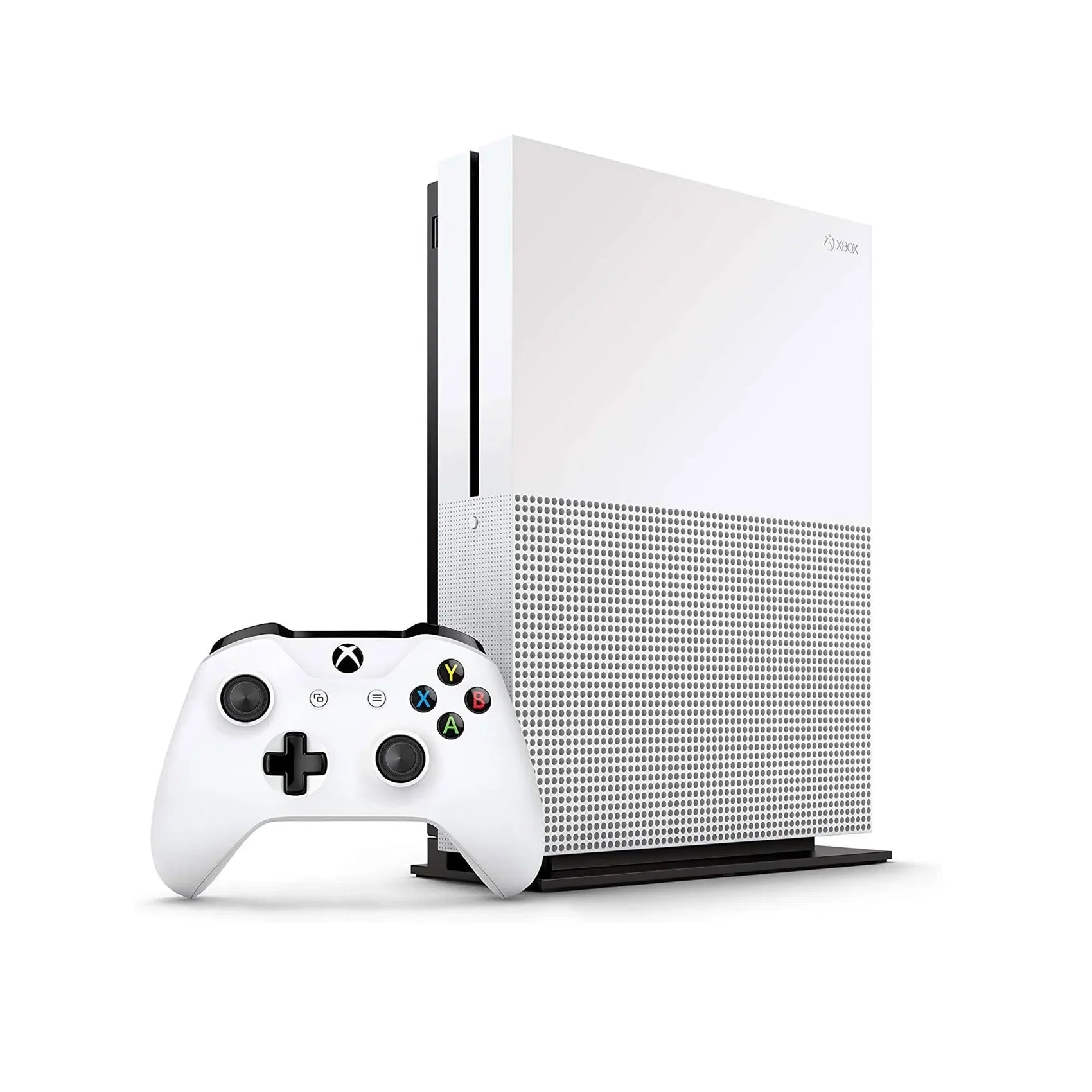 Pre-Owned Xbox One S 1TB with 2 Controller, 4K Ultra HD White with BOLT AXTION Cleaning Kit Headset Bundle (Refurbished: Like New)