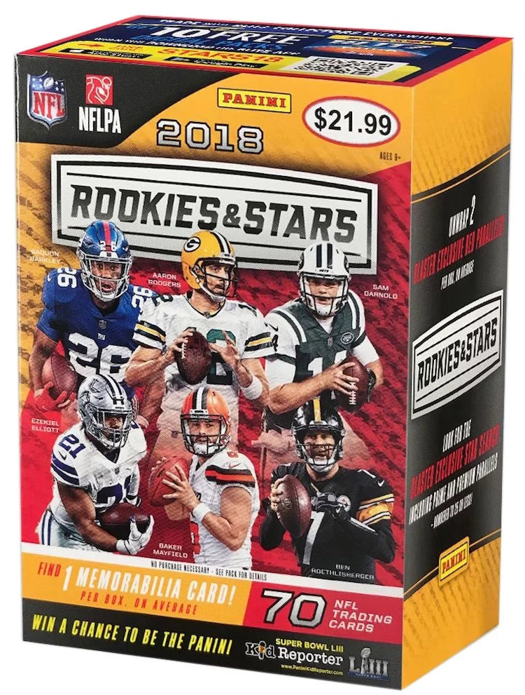 NFL Panini 2018 Rookies & Stars Football Trading Card BLASTER Box (7 Packs)