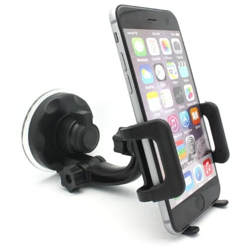 Car Mount Windshield Phone Holder Swivel Cradle Window Rotating Dock Suction Ebony D8 for Motorola Droid Turbo 2, Moto Z Droid Force Droid - Galaxy J3 J5 J7, Note 4 5, S5 S6 Edge Edge+ S7