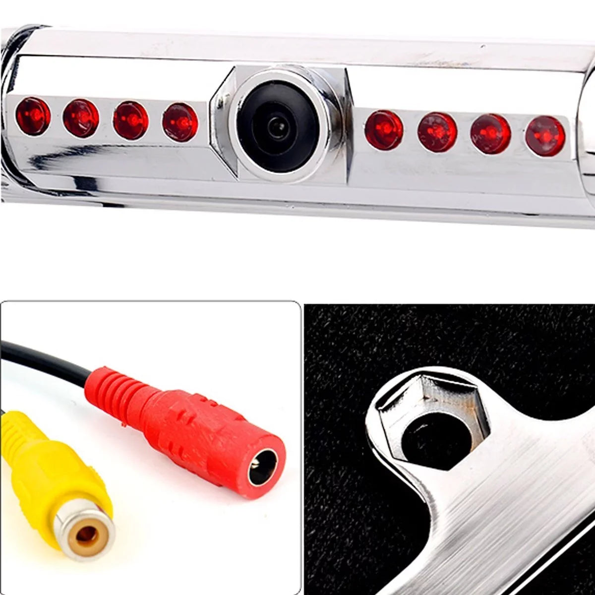 FOR PIONEER AVIC-F50BT NIGHT VISION COLOR REAR VIEW CAMERA - CHROME METAL FRAME