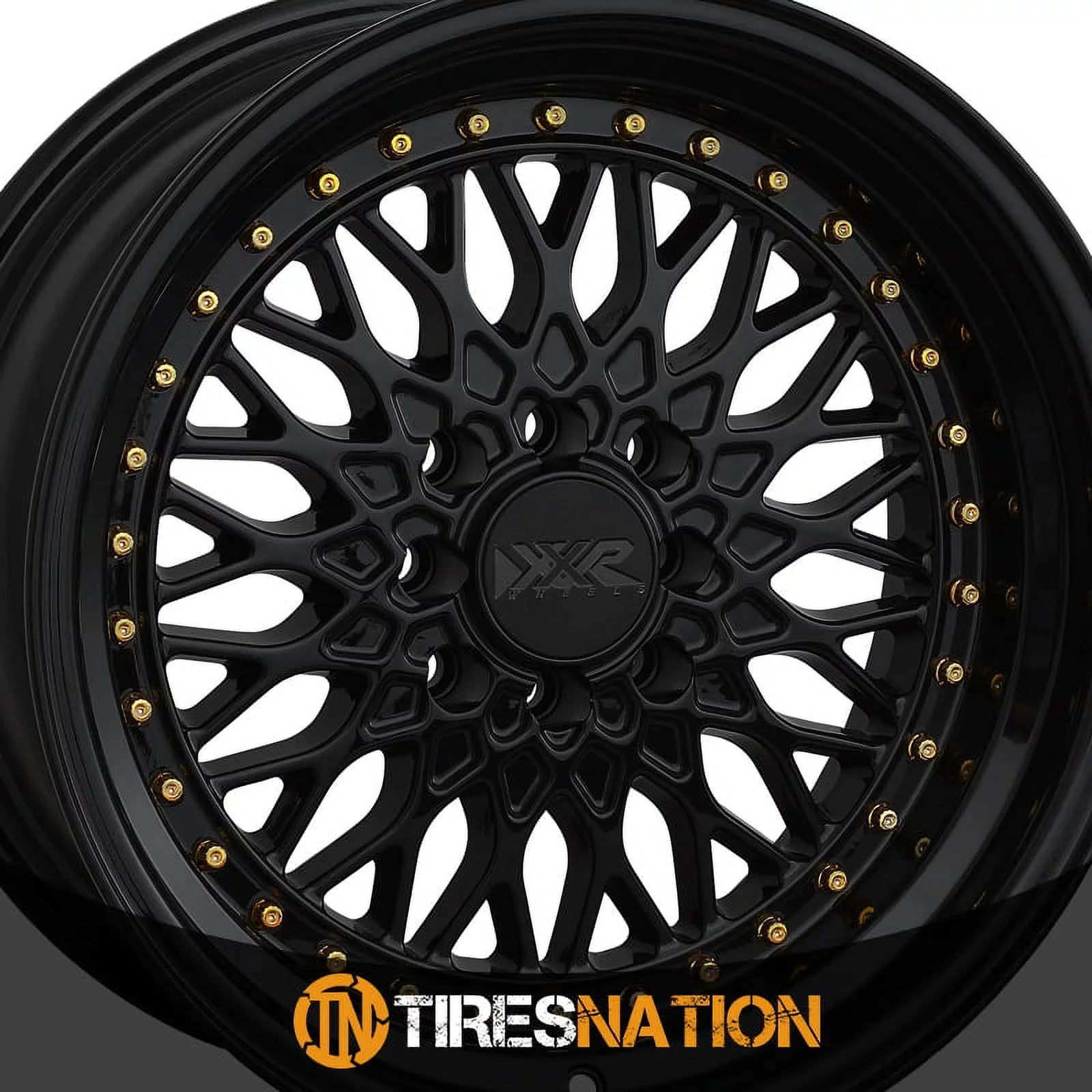 XXR 536 15x8 4x100/4x114.3 20et Jet / Gold Rivets Wheel