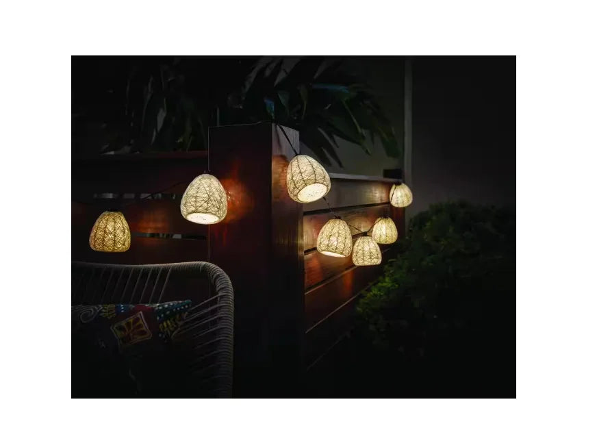 Hampton Bay Outdoor/Indoor 11 ft. Plug-In Mini Bulb LED Natural Fiber String Light (10-Heads)