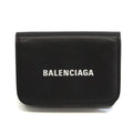 Pre-Owned Balenciaga Cache Mini 593813 Men,Women Leather Wallet (tri-fold) Jet (Good)