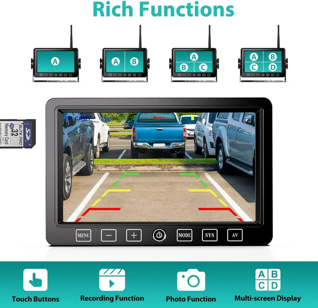 7'' Backup Camera Monitor Car Rear View Backup Camera Waterproof Night Vision HD DVR Recorder xRoose FY01