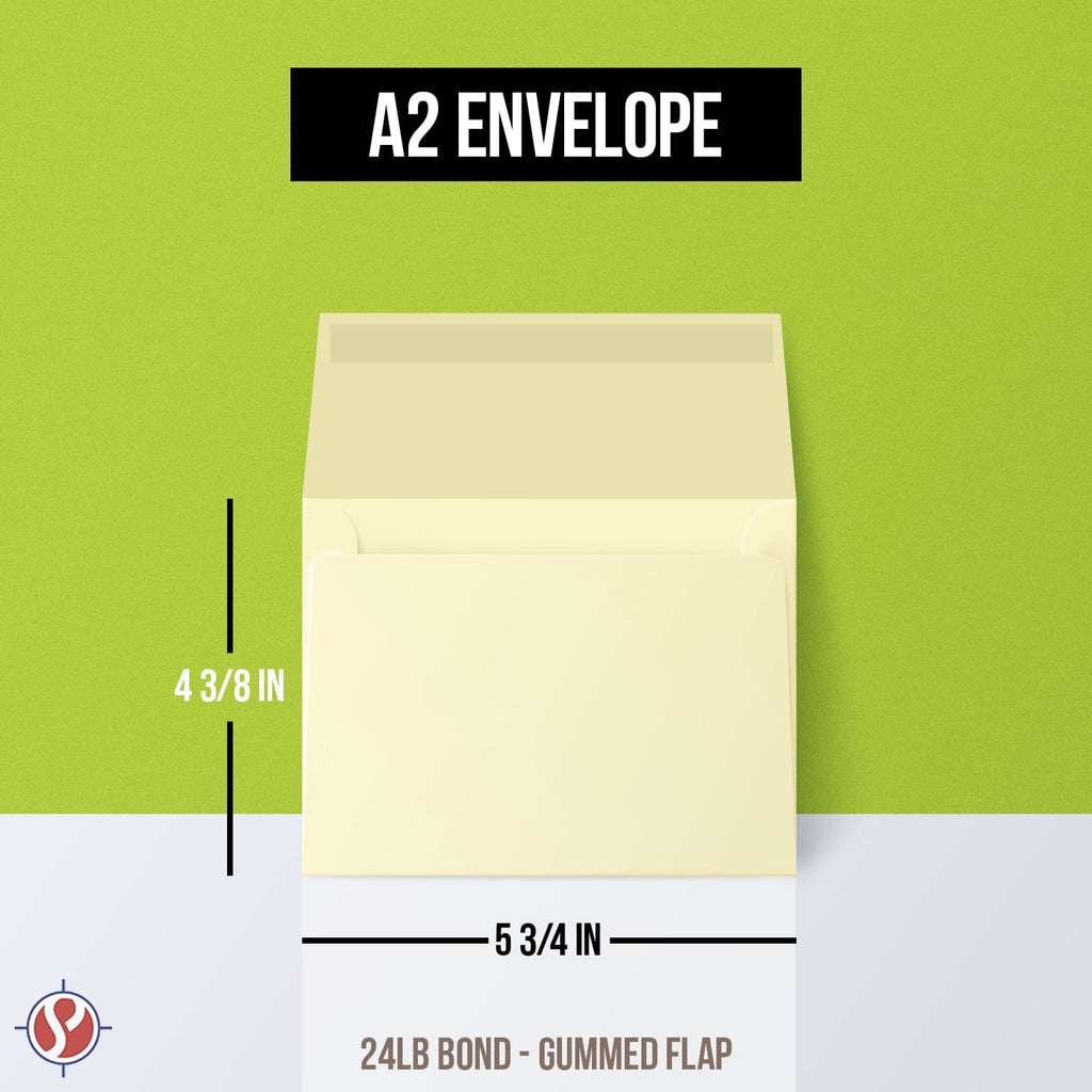 A2 Cream Envelopes – Fits 4.25" x 5.5" Greeting Cards, Wedding Invitations, Photos, Announcements – 28lb Bond, 70lb Text, 105 GSM – 4 3/8" x 5 3/4" – 1000 per Pack