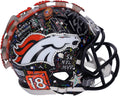 Peyton Manning Denver Broncos Autographed Mini Helmet - Hand Painted by Artist Charles Fazzino - B703374 - Fanatics Authentic Certified