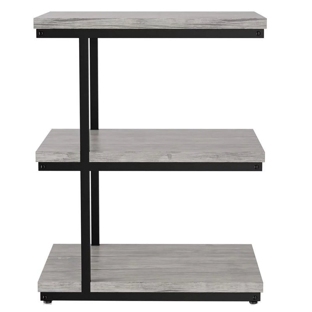 FOA Neeva Industrial Metal 3-Shelf Side Table in Light Gray Set of 2