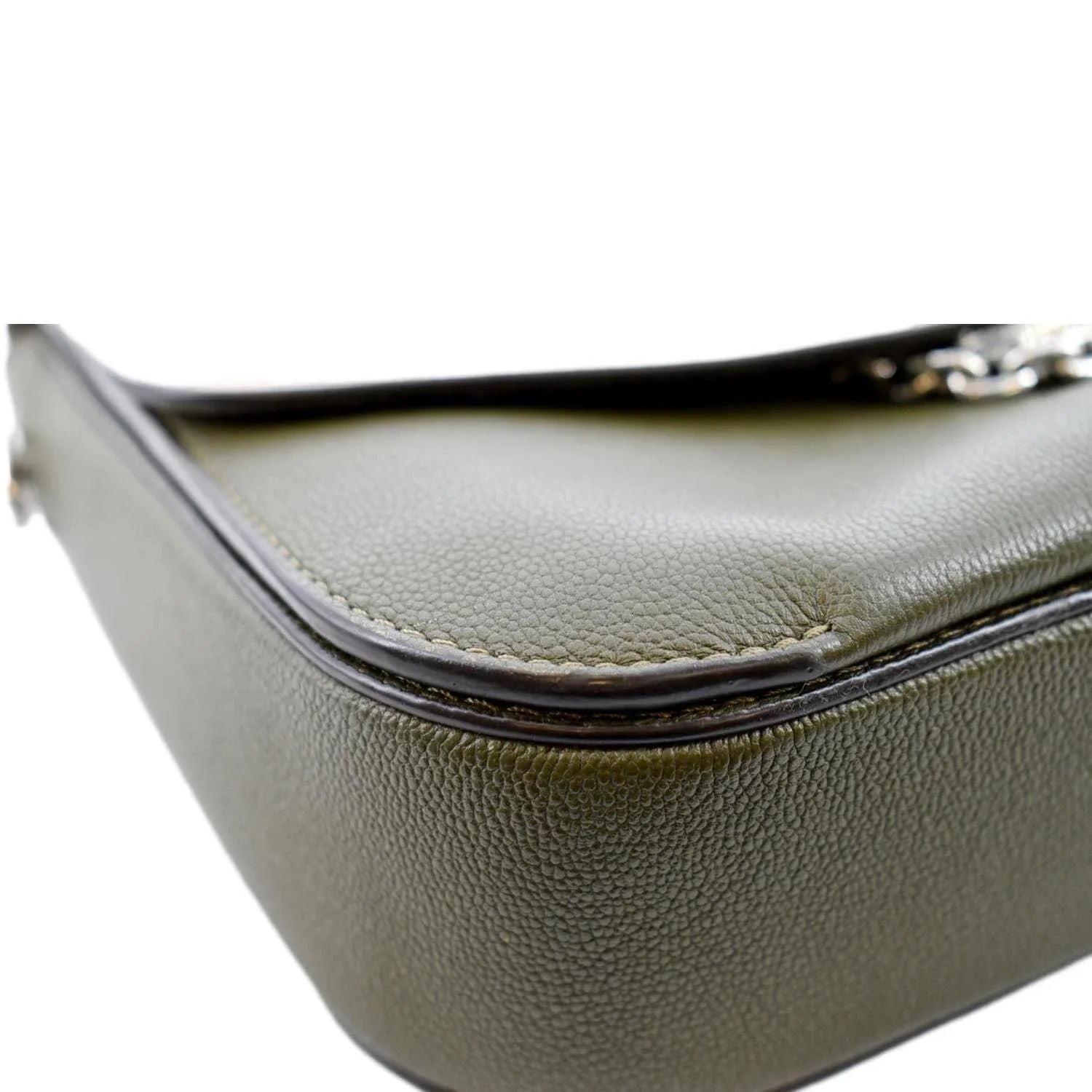 Pre-owned LOUIS VUITTON Very Calfskin Leather Saddle Shoulder Bag Khaki Green