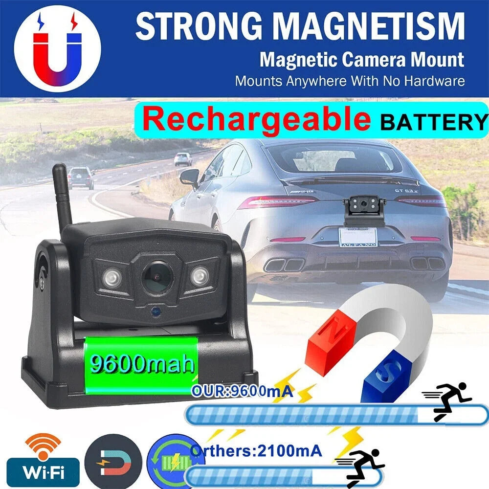 Jahy2Tech Magnetic WiFi Wireless Backup Camera, Front/Rear View Camera 9600mAh Battery
