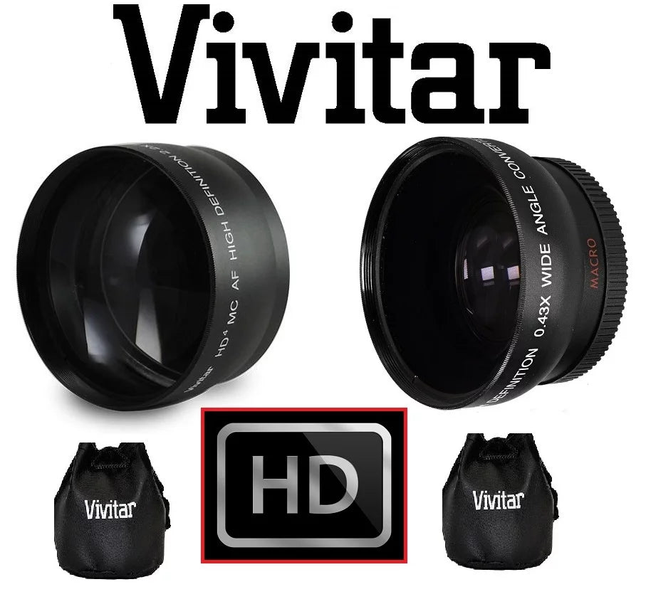 Hi-Def Telephoto & Wide Angle Lens Set For Lumix DMC-G7 DMC-G7K (46mm Compatible)