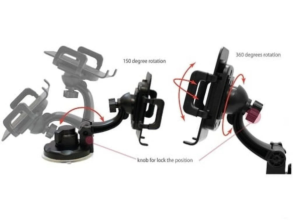 Car Mount Windshield Phone Holder Swivel Cradle Window Rotating Dock Suction Ebony D8 for Motorola Droid Turbo 2, Moto Z Droid Force Droid - Galaxy J3 J5 J7, Note 4 5, S5 S6 Edge Edge+ S7
