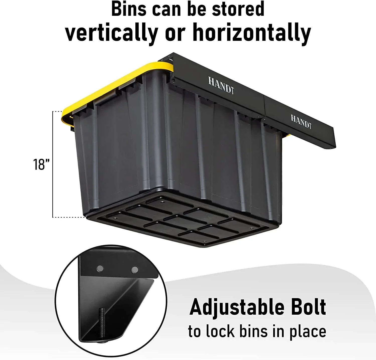 Overhead Garage Storage Rack, Ceiling Racks, Bin Organization System, Heavy Duty Metal Rack For Container, Supports Most Bins Dark 4 Sets)