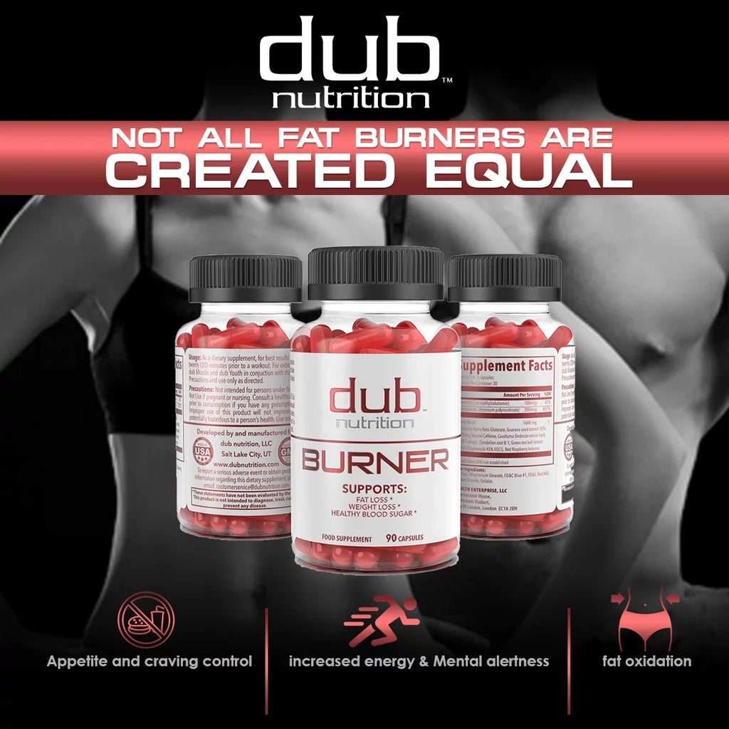 Most Advanced Formula: Burner, Muscle, Youth Combo by dub nutrition | All Natural Fat Burner, Muscle Recovery, Immune Boost Supplement | 90 Capsules per Bottle