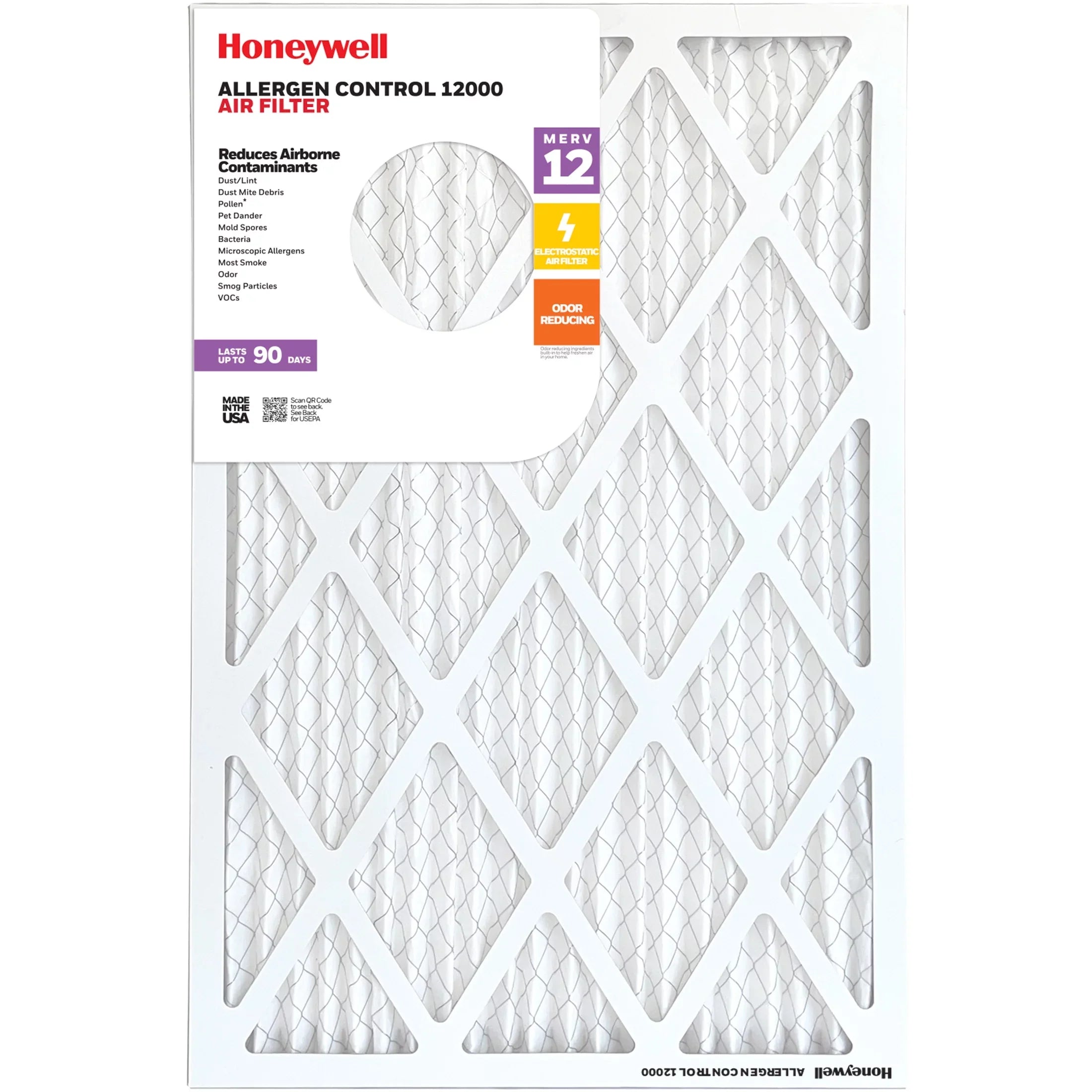 Honeywell 14x25x1 MERV 12 Pleated HVAC Furnace Air Filter- 12 Pack