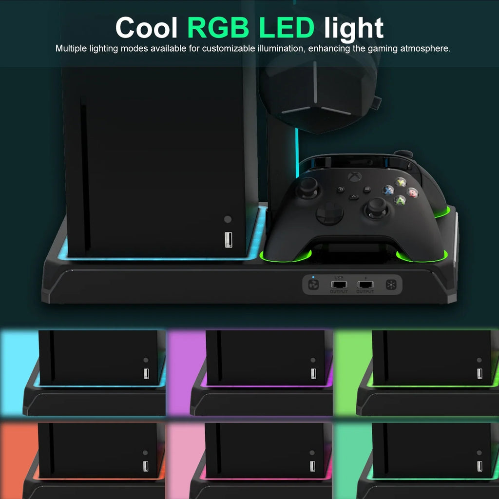 Vertical Charging Stand with Cooling Fan for Xbox Series X/S, Cooling Station Dock with 12 Games Storage Organizer, Dual Controller Charger Station & Headphone Holder with 2 X 1400 mAh Battery Packs