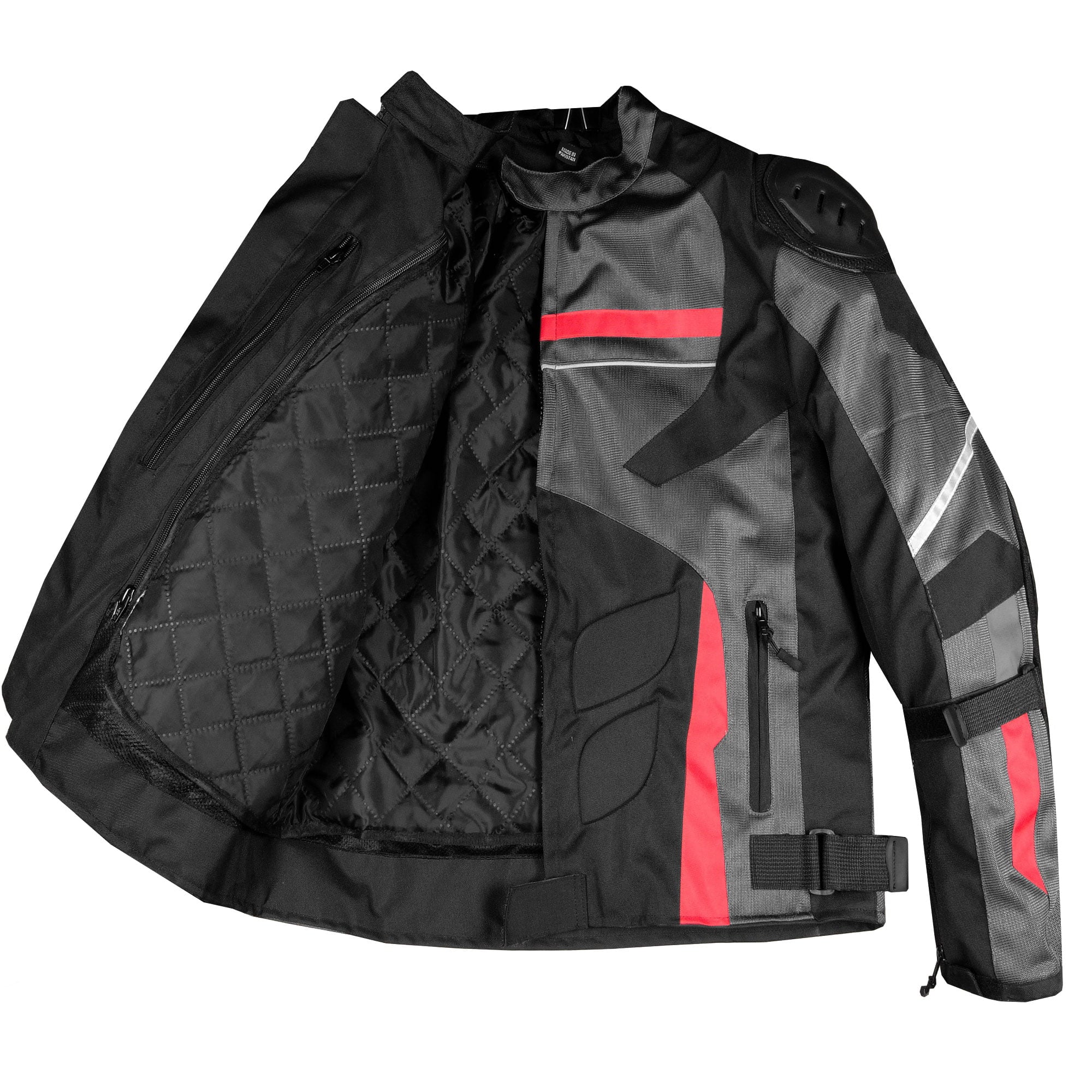 AirTrek Men Mesh Motorcycle Touring Waterproof Rain Armor Biker Jacket Grey L