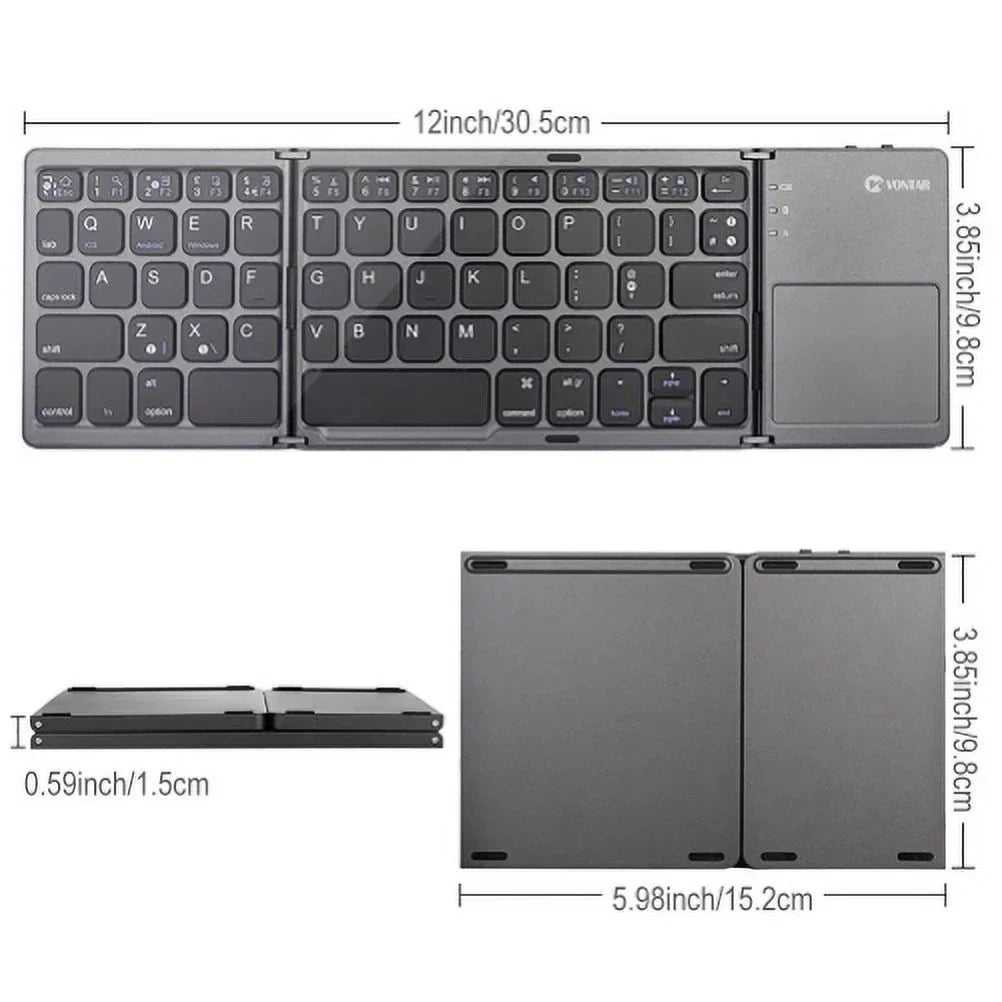 Rechargeable Folding Wireless Keyboard Portable Compact Y1K for iPad Pro 12.9 (2019) 10.5 9.7 4 3 2 - Zenfone V Live Max Plus M1, ROG Phone, AR 5z 5Q 4 Pro, Nexus 2 7