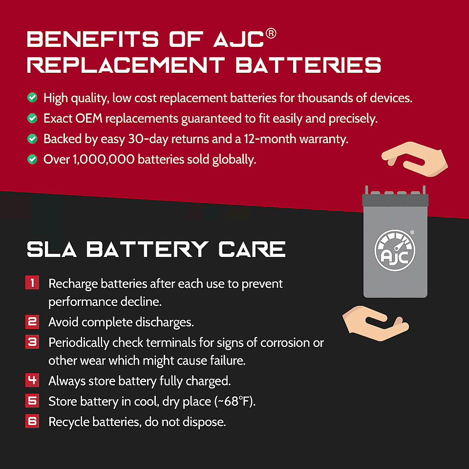 Merida PC 500 12V 9Ah Mobility Scooter Battery - This Is an AJC Brand Replacement