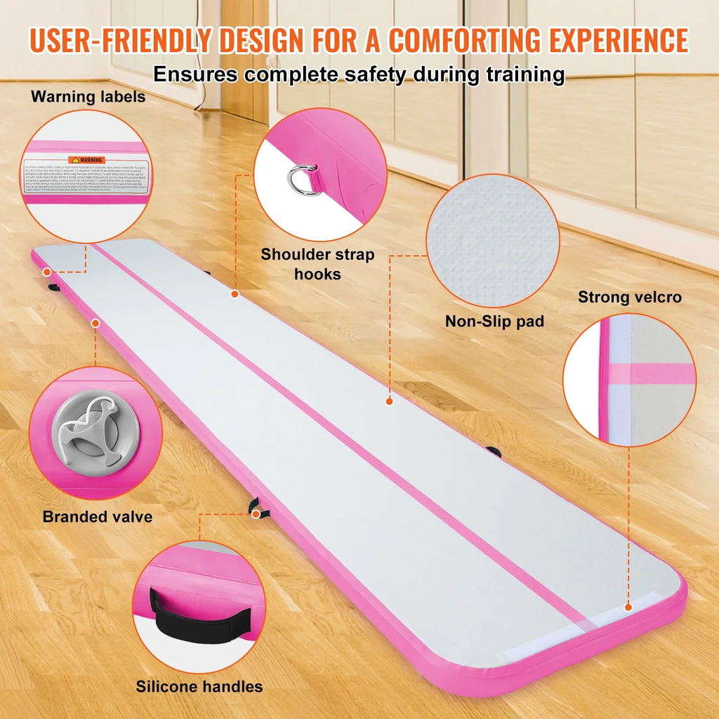 SKYSHALO Air Rail 20ft Inflatable Fitness Drum Gymnastics Mat with Pump