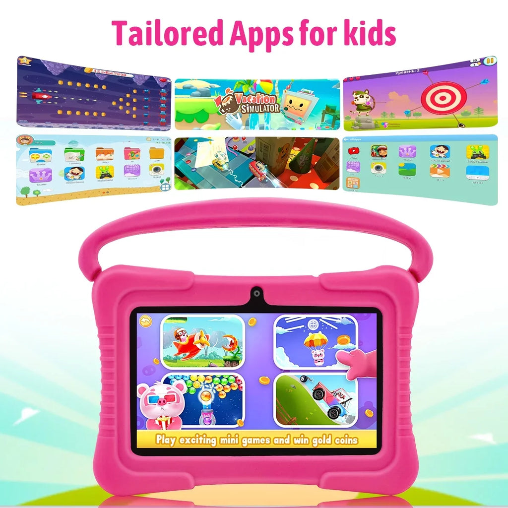 Android 11 Kids Tablet,Kids Learning Tablet,Antemper 7 inch Kids Tablet,32GB Storage,Toddler Tablet with Bluetooth, Wifi,Parental Control, HD Dual Camera, Play, Pink