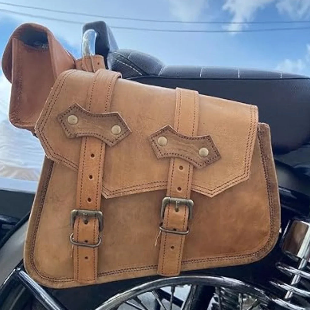 SAINTSTAG Leather Saddle Side Brown Rustic Bike Bag