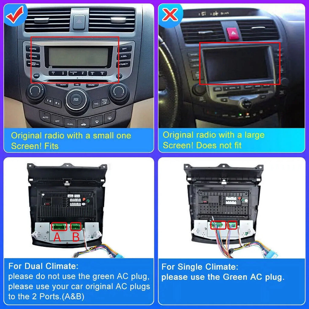 2+32G for Honda Accord 2003 to 2007 Wireless Carplay Android Auto Mirror Link 10.1'' Touchscreen Car Stereo Radio Android 13 Bluetooth GPS Wifi Hifi, AHD Backup Camera