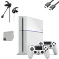 PlayStation 4 Original 500GB Matte White Gaming Console With 2 Controller + G9 Earbuds With Microphone BOLT AXTION Bundle Like New