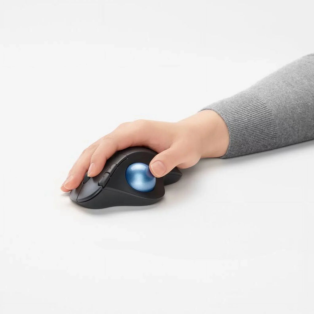 Logitech Ergonomic Wireless Trackball Mouse, Easy Thumb Control, Smooth Tracking, Ebony