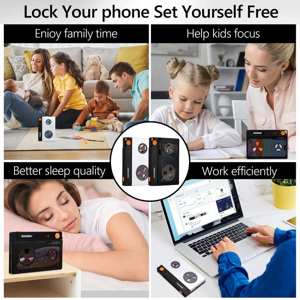 Cell Phone Lock Box with Timer, Portable Timed Lock Box for Phone With Semi-Transparent Cover, Help to Prevent Phone Addiction, Focus on Real Life (L 6.7x3.5x0.7, Dark Screen)