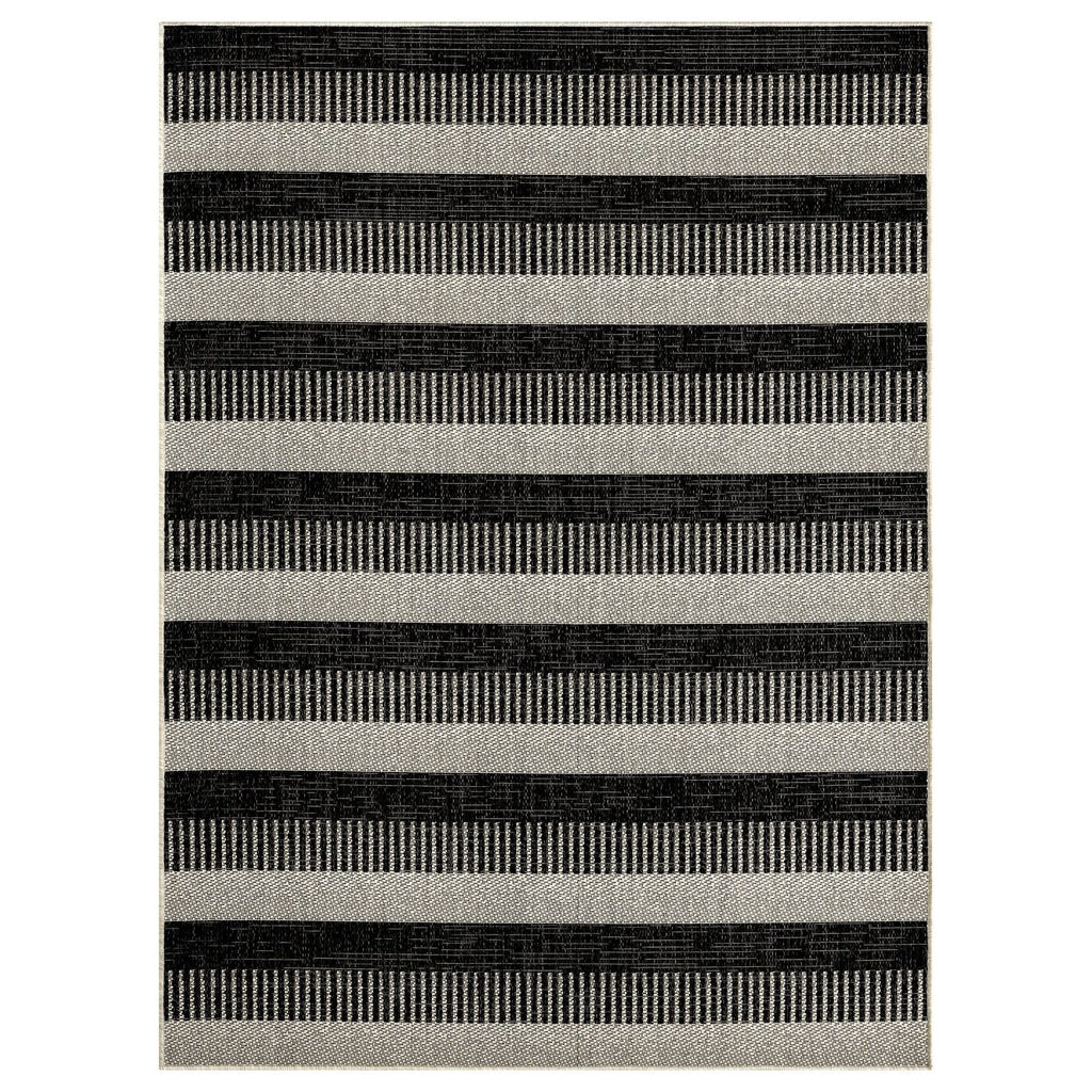 Nicole Miller New York Patio Country Charlotte Modern Striped Indoor/Outdoor Area Rug, Ebony 5'2"x7'2"